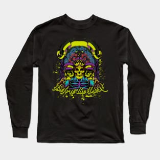 forest framed pilot skull ink spotted Long Sleeve T-Shirt